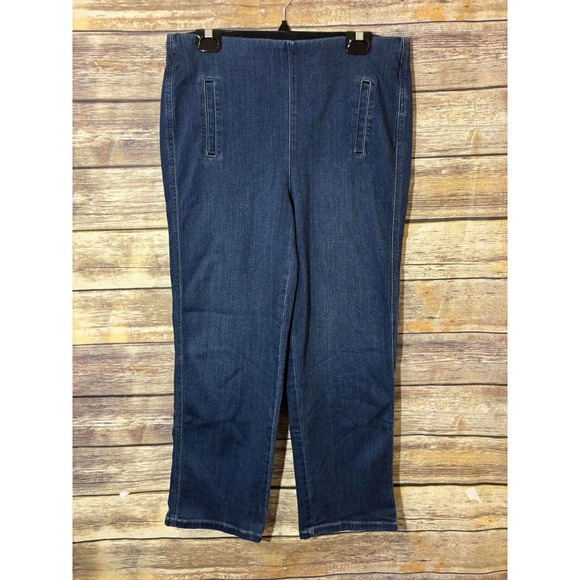 Chico's Pull On Trouser Jeans Size‎ 8 Fabulously Slimming 1 Dark Wash Stretch - Picture 2 of 5